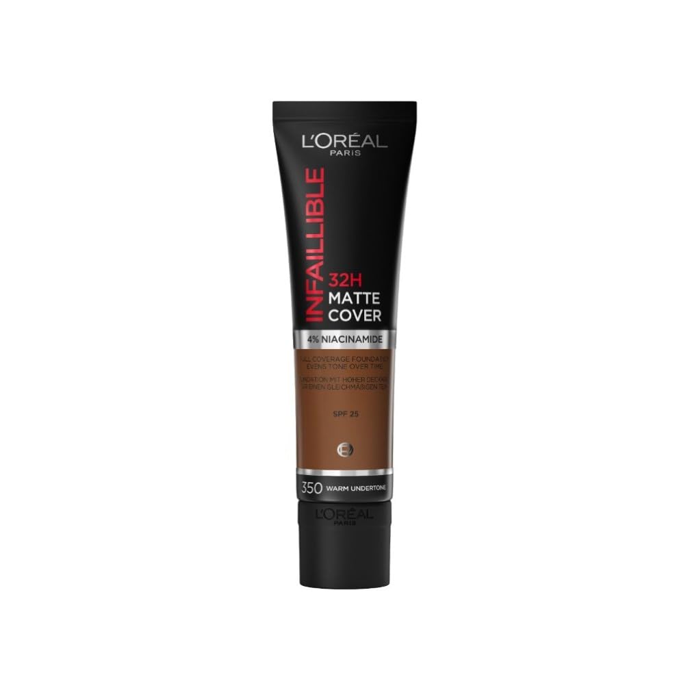 L'Oreal Paris Cover Liquid Foundation, With 4% Niacinamide, Long Lasting, Natural Finish, Available in 20 Shades, SPF 25, Infallible 32H Matte Cover, Shade 110, 30ml Halalzen