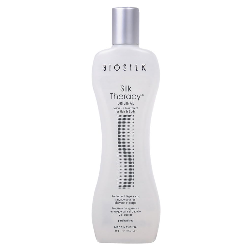 BioSilk Silk Therapy Original, Reconstructing Leave-In Hair Treatment, Adds Shine, Smooths & Prevents Split Ends, Sulfate-Free, Paraben-Free, Cruelty-Free, 12 Oz | Adding Shine, Sulfate Free, Paraben Free, Cruelty Free, 12 Oz Halalzen