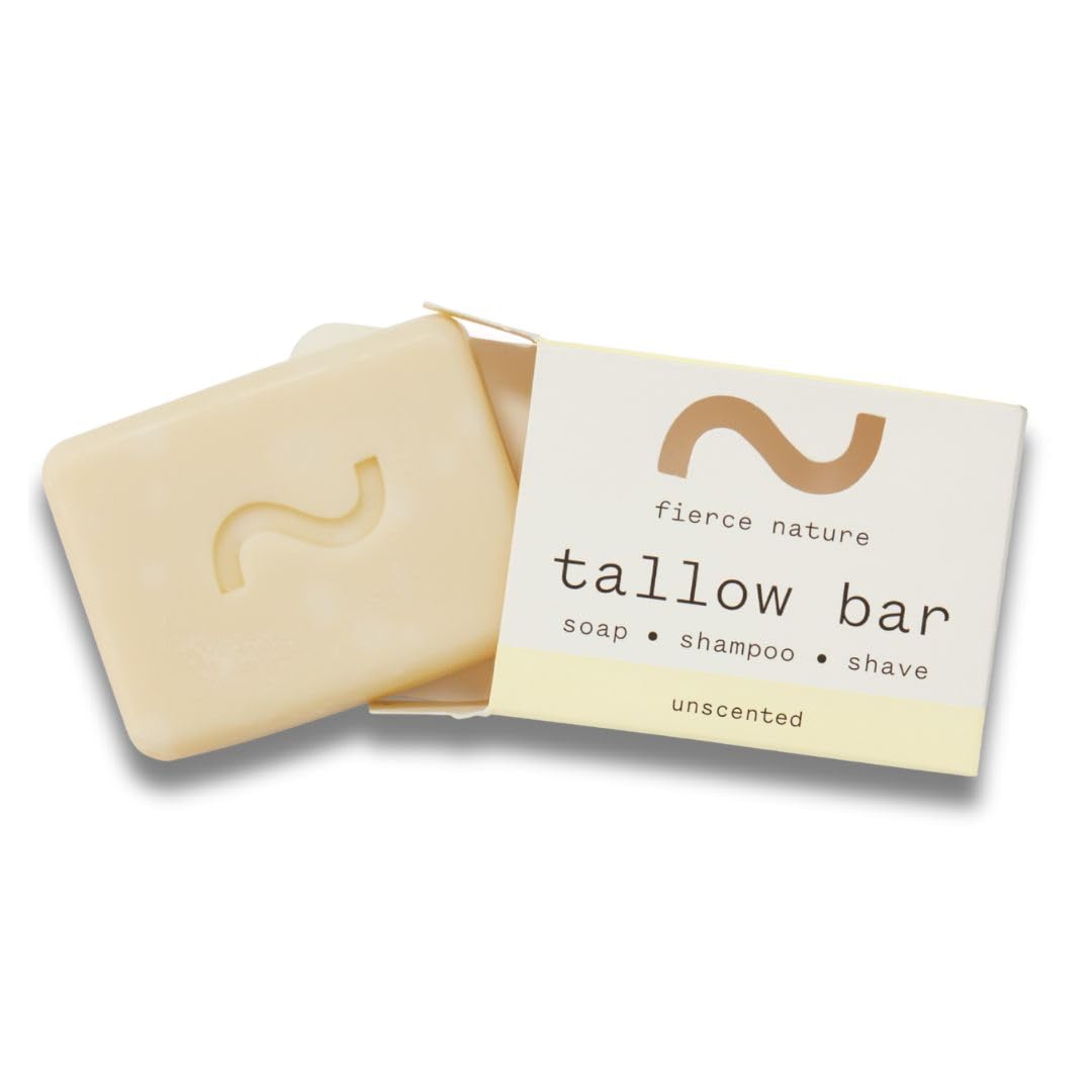 Fierce Nature Multi-Use Pure Tallow Bar | Organic & Natural Moisturising Bar for Face, Body, Hands & Hair | Non-Toxic Skincare Essential - Sweet Orange 80g Halalzen
