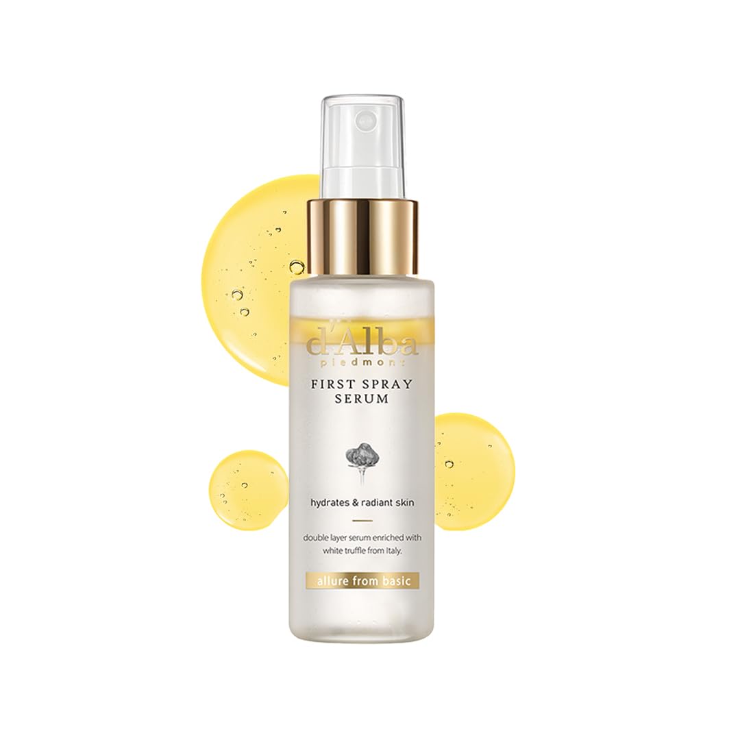 d'alba Italian White Truffle First Spray Serum, Vegan Skincare, Hydrating Facial Mist for Dry and Sensitive Skin, Glow Mist, Surfactant Free, Multifunctional Spray Halalzen