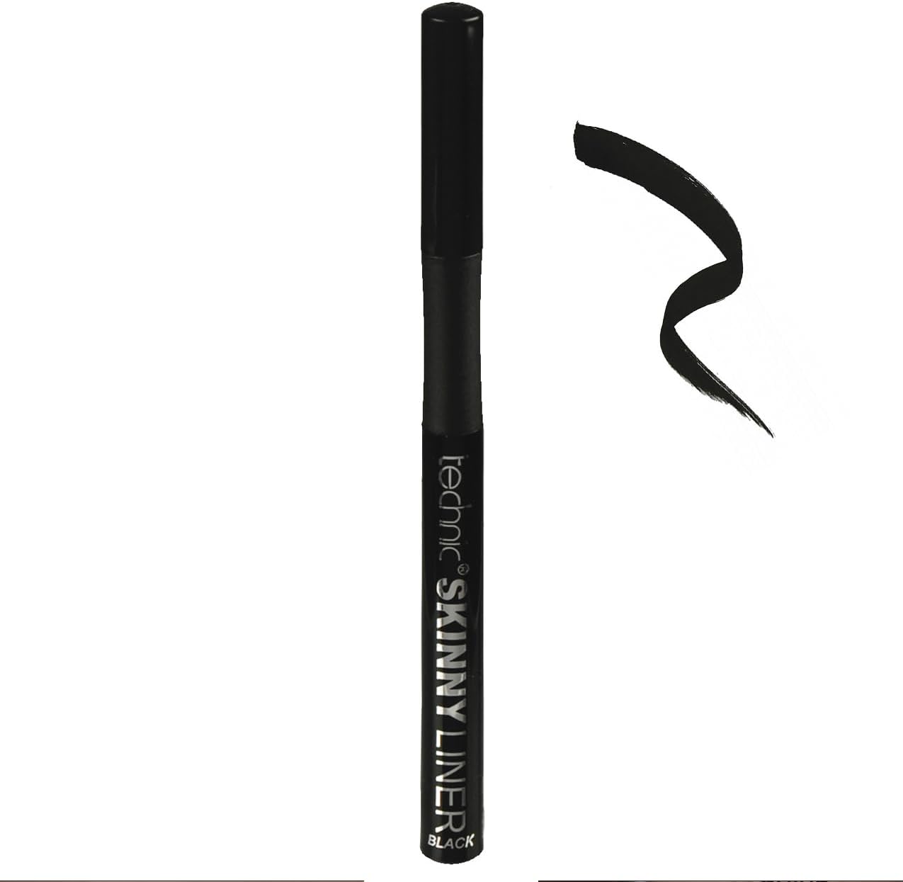 Technic Skinny Felt Tip Liquid Eyeliner - Black Precision Tip & Soft Grip Pen For Long Lasting, Quick Flick Natural or Statement Looks - Suitable for Beginners - 1.5ml Halalzen