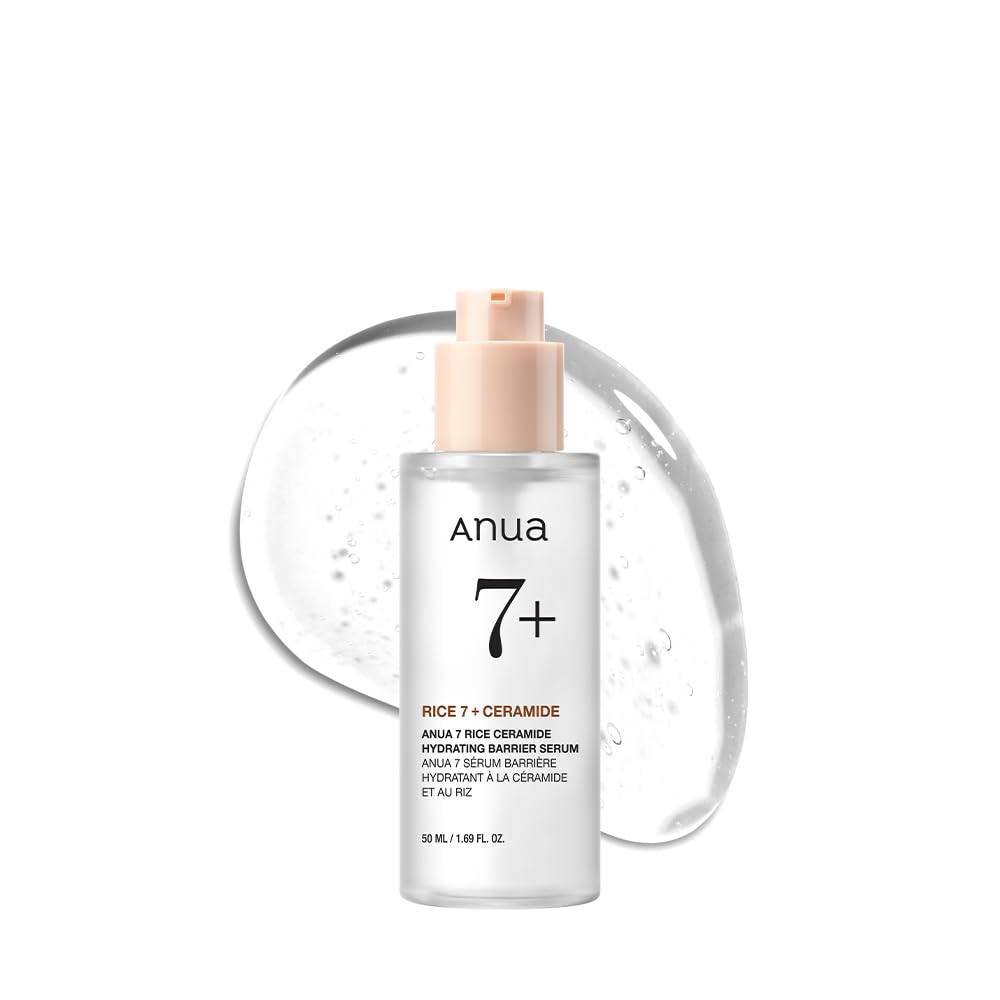 Anua Rice Ceramide 7 Hydrating Barrier Serum, Moisturizing Face Serum, Non-comodogenic, Hyaluronic Acid, Niacinamide, Lightweight, Fragrance Free, Sensitive Dry Skin, Korean Skincare, 1.69 fl oz Halalzen