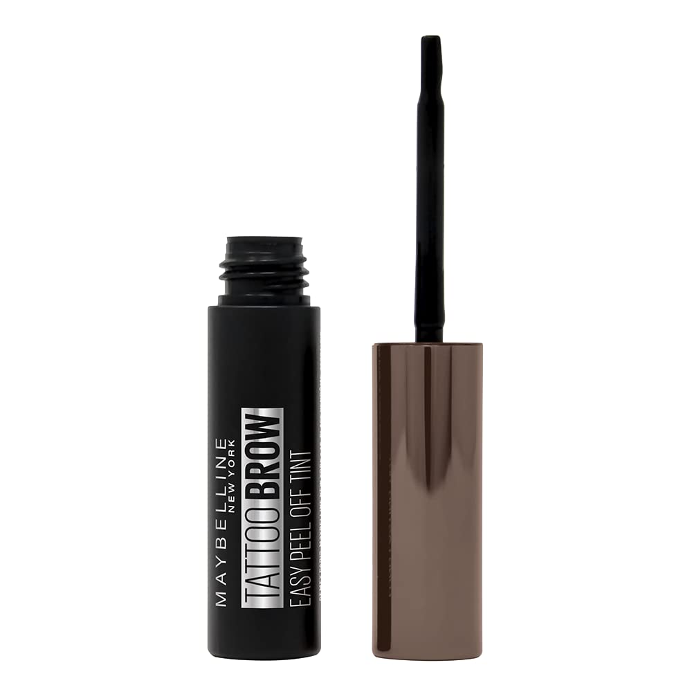 Maybelline New York Tattoo Brow Peel Off Eyebrow Gel Tint, Semi-Permanent Colour, Waterproof, Lasts up to 3 Days, Colour: Dark Brown