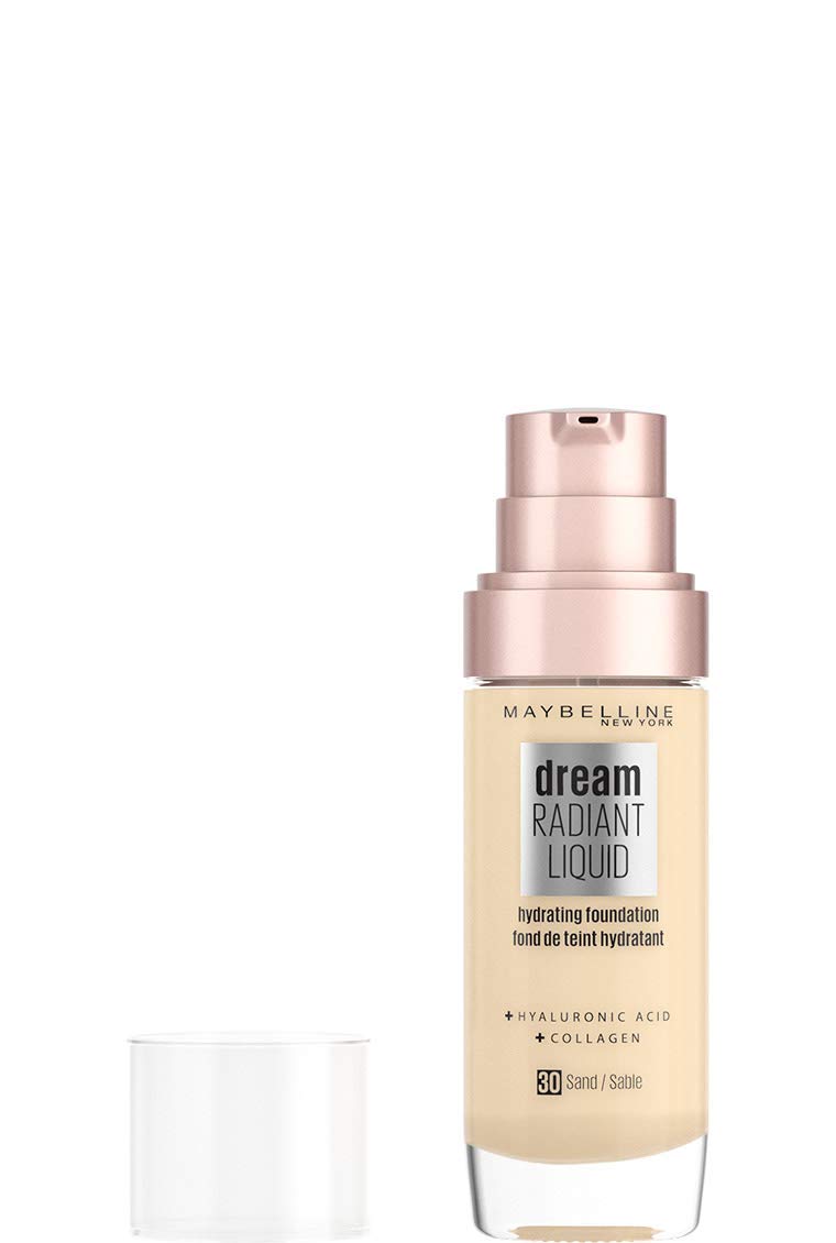 Maybelline Foundation, Dream Radiant Liquid Hydrating Foundation with Hyaluronic Acid and Collagen - Lightweight, Medium Coverage Up to 12 Hour Hydration, 30 Sand Halalzen