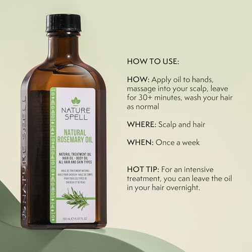 Nature Spell Hair Growth Duo with Rosemary & Batana Oils, Pre-Diluted Oil Set to Stimulate Growth & Strengthen Dry Strands, with Applicator & Pump, For All Hair Types, Vegan