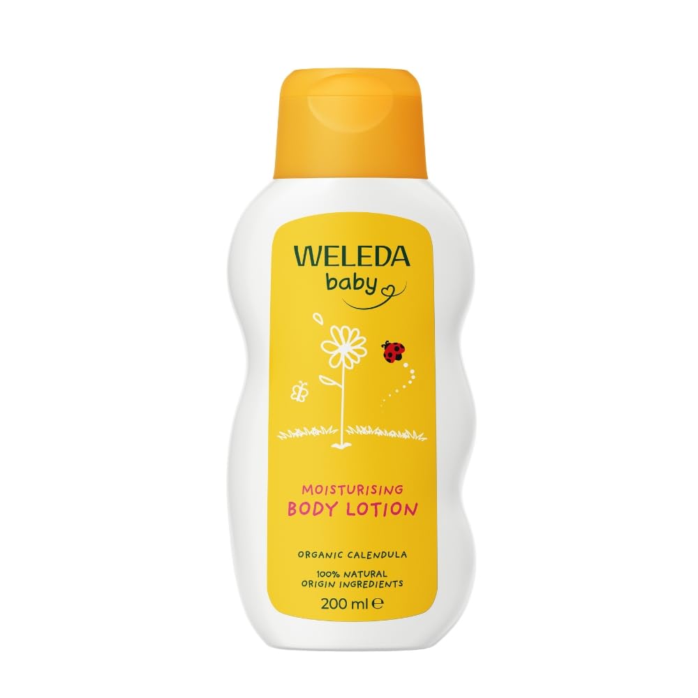 Weleda Baby Body Lotion, Calendula Moisturiser, Moisturising Cream for Baby, Delicate Skin, Dermatologically Tested, Gentle Protection, Developed by Professionals, 200ml Halalzen
