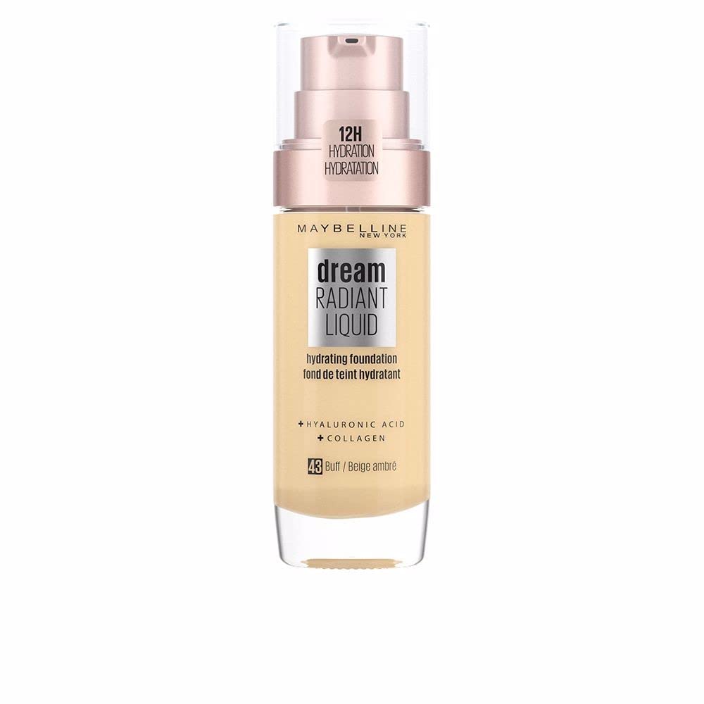 Maybelline Foundation, Dream Radiant Liquid Hydrating Foundation with Hyaluronic Acid and Collagen - Lightweight, Medium Coverage Up to 12 Hour Hydration, 30 Sand Halalzen
