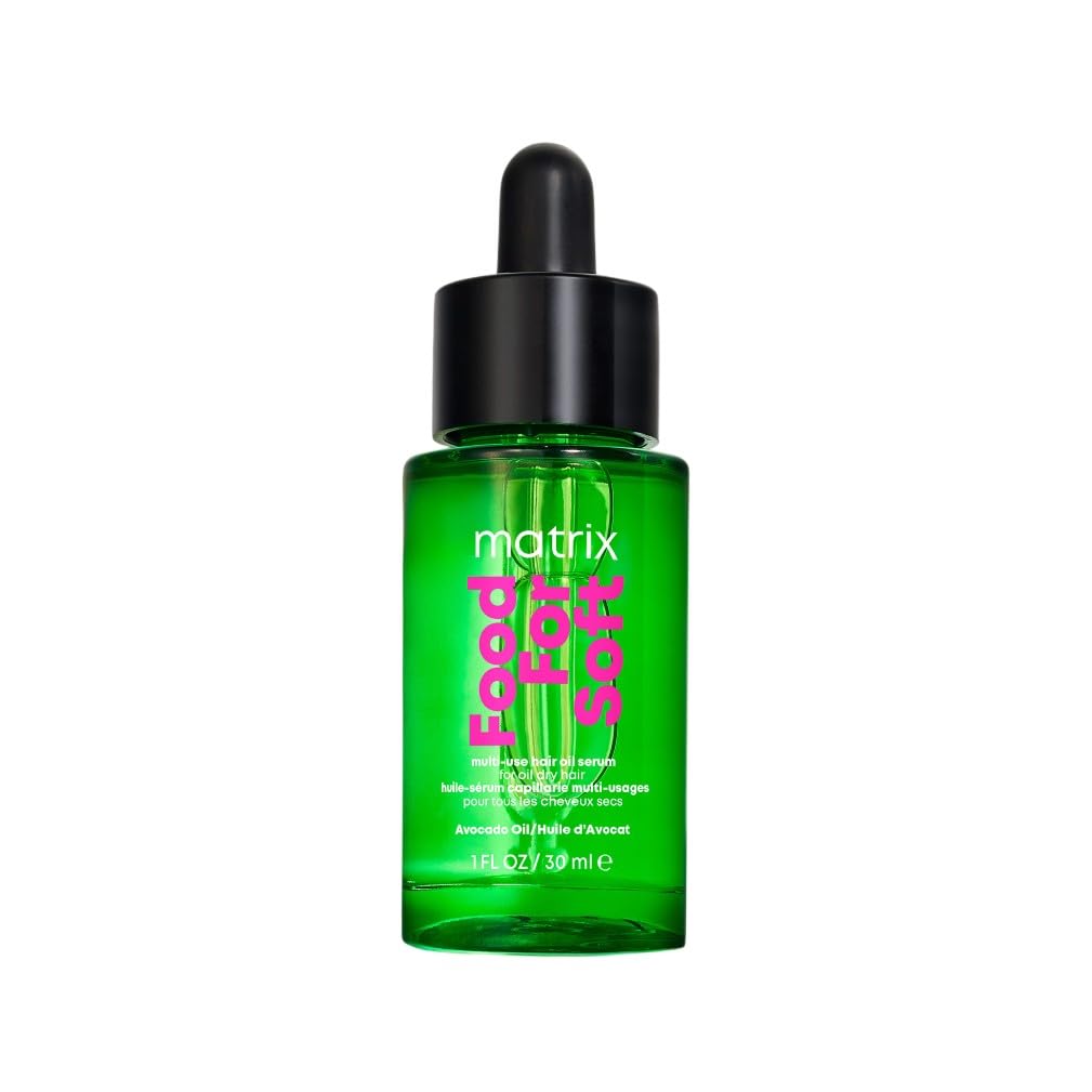 Food For Soft Hair Serum Oil For Dry, Brittle, and All Hair Types - Softens, Smooths, and Adds Shine With Heat Protection, Repairing Leave In With Avocado Oil