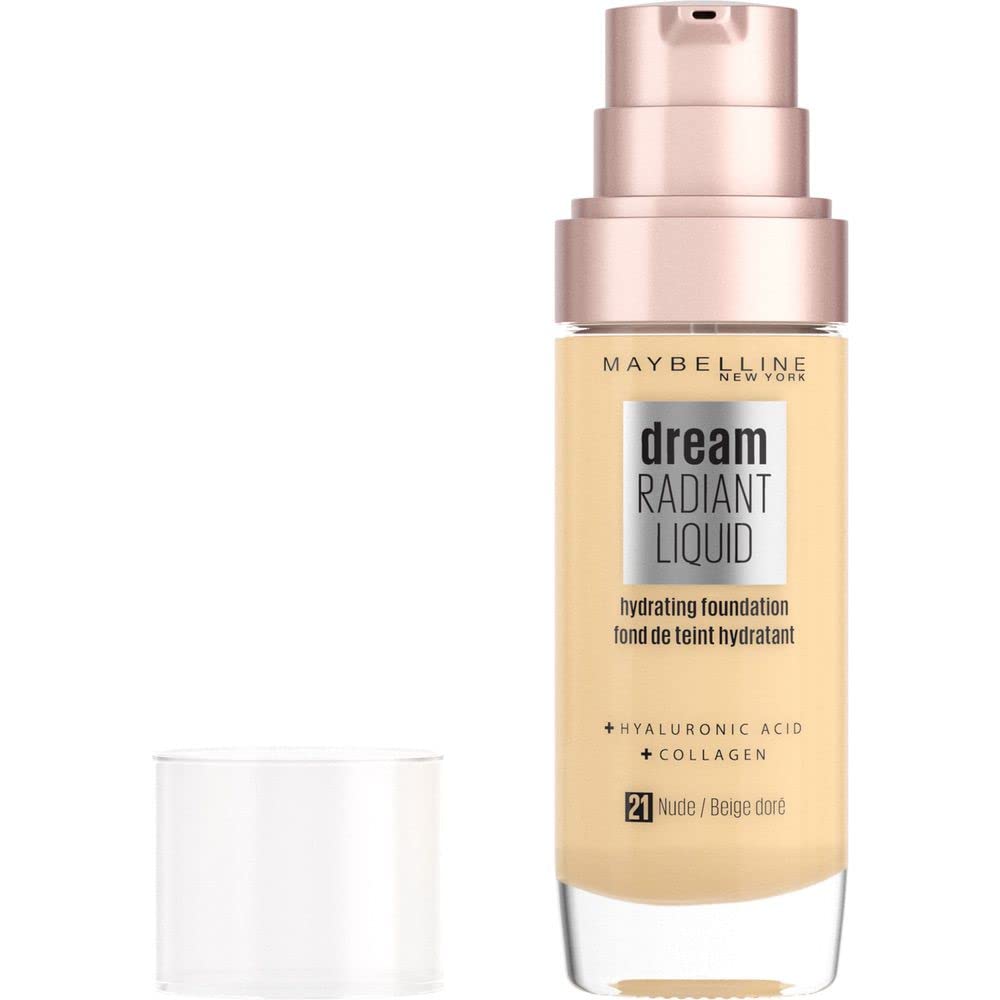 Maybelline Foundation, Dream Radiant Liquid Hydrating Foundation with Hyaluronic Acid and Collagen - Lightweight, Medium Coverage Up to 12 Hour Hydration, 30 Sand Halalzen