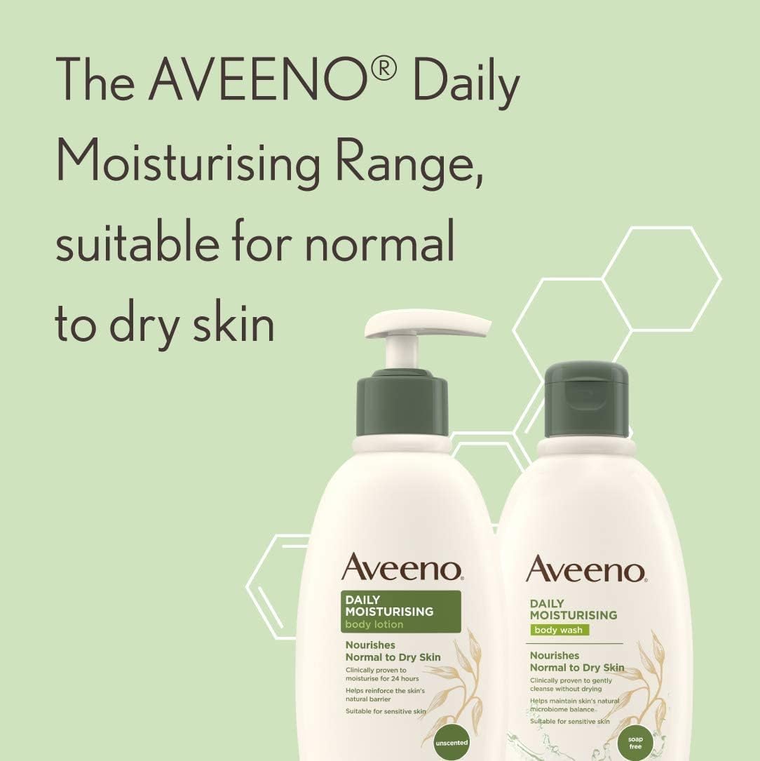 Aveeno Daily Moisturising Body Lotion 500 ml for Sensitive Skin, Enriched with Nourishing Oats, Provides Long-Lasting Hydration and Soothes Dry, Irritated Skin Effectively