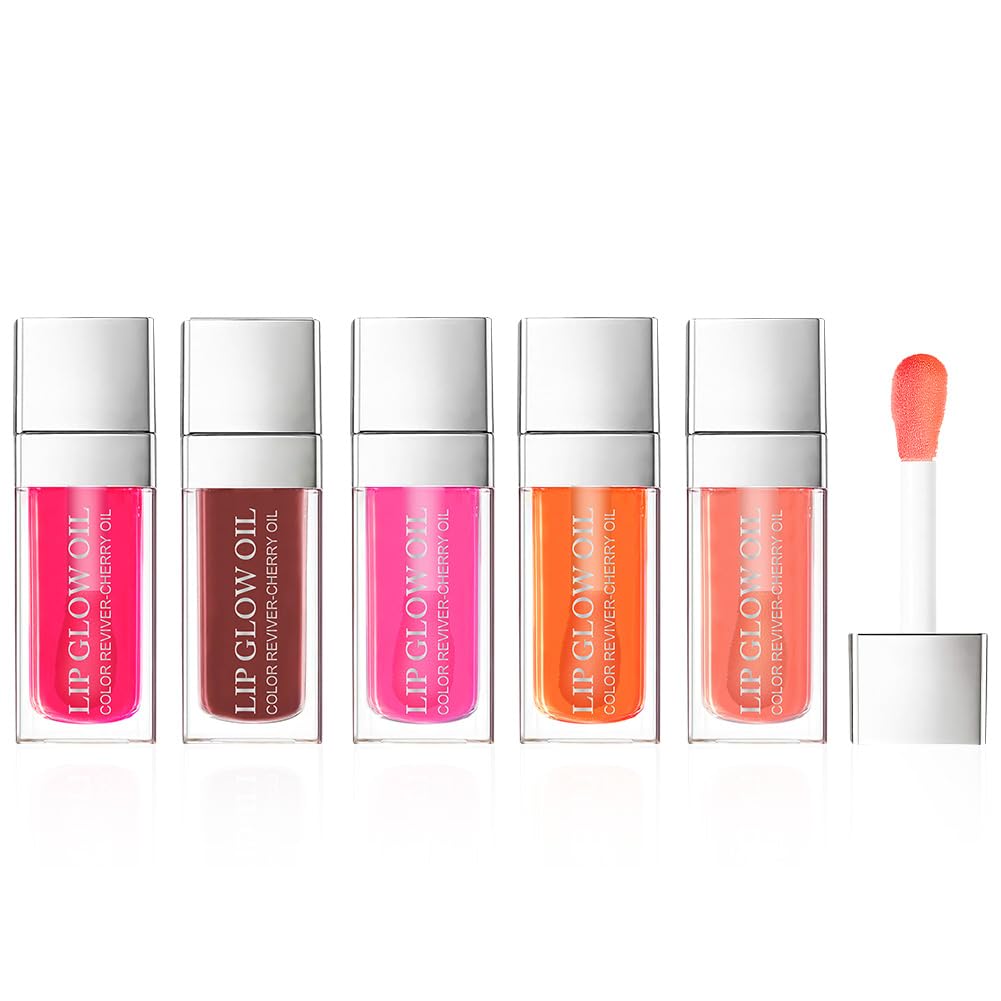 AOOWU Plumping Lip Oil Tinted, Moisturizing Long Lasting Nourishing Lip, Hydrating Gloss Tint Lipstick for Women, Glitter Shine Liquid Lipstick, Glaze Makeup Cosmetic, 015 - Cherry red, Pack of 1