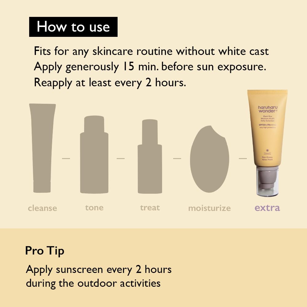 Haruharu Wonder Black Rice Moisture Airyfit Daily Sunscreen 1.69fl.oz - Velvet Finish, No White Cast, Hydrating, Moisturizing, Korean Skin Care, Vegan, Clean Beauty Halalzen