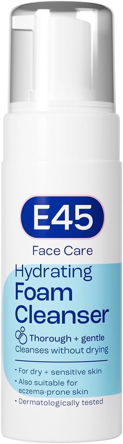 E45 Foaming Face Wash - Daily Cleanser for Dry & Sensitive Skin - Gentle Makeup Remover - Softens Skin & Controls Oil - Skincare for Women & Men, 150ml
