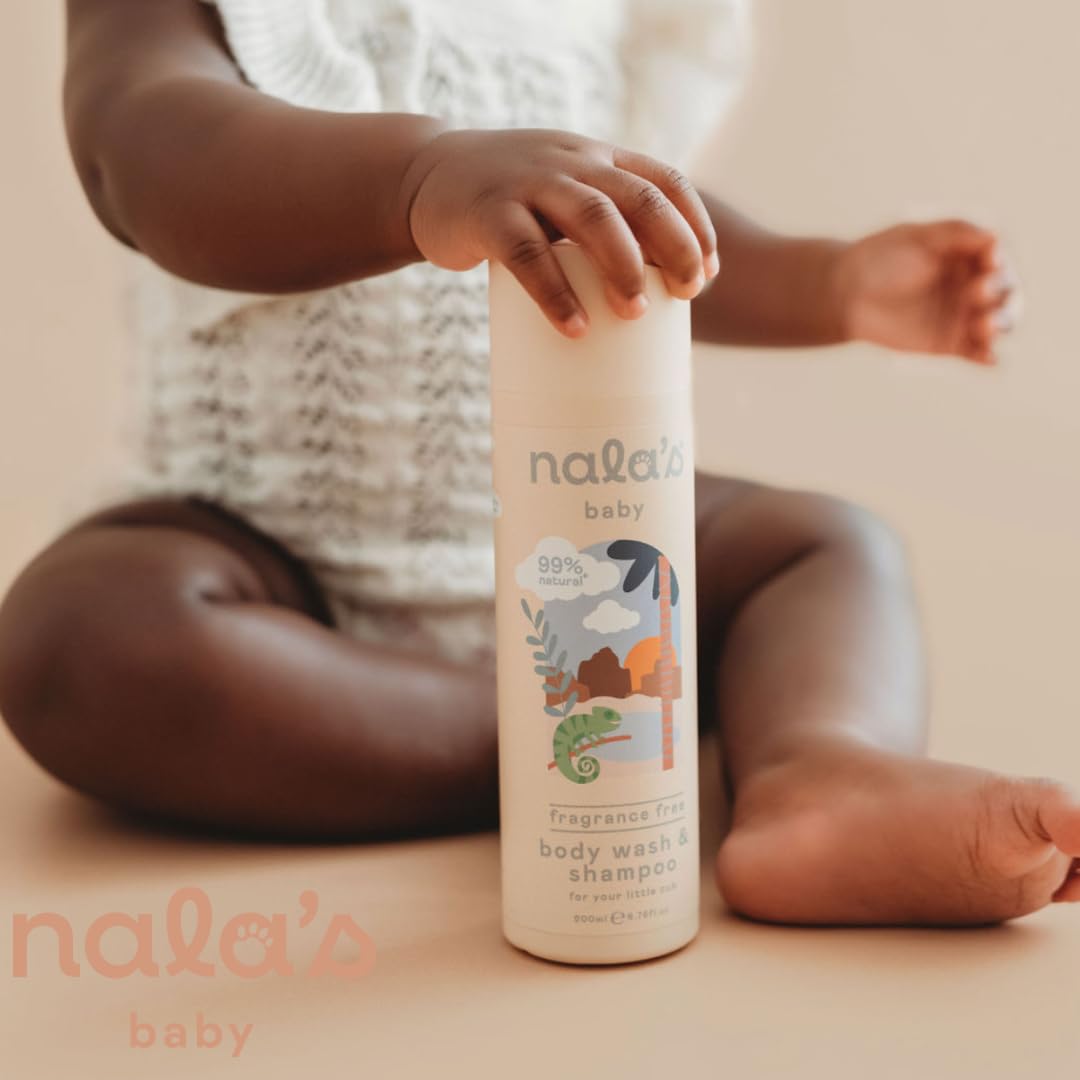 Nala's Baby Body Wash & Shampoo Fragrance-Free | 99% Natural | Dermatologically-tested and Paediatrician-approved | Tear-Free | Soothing Oat | Vegan | 200ml | Nalas Baby