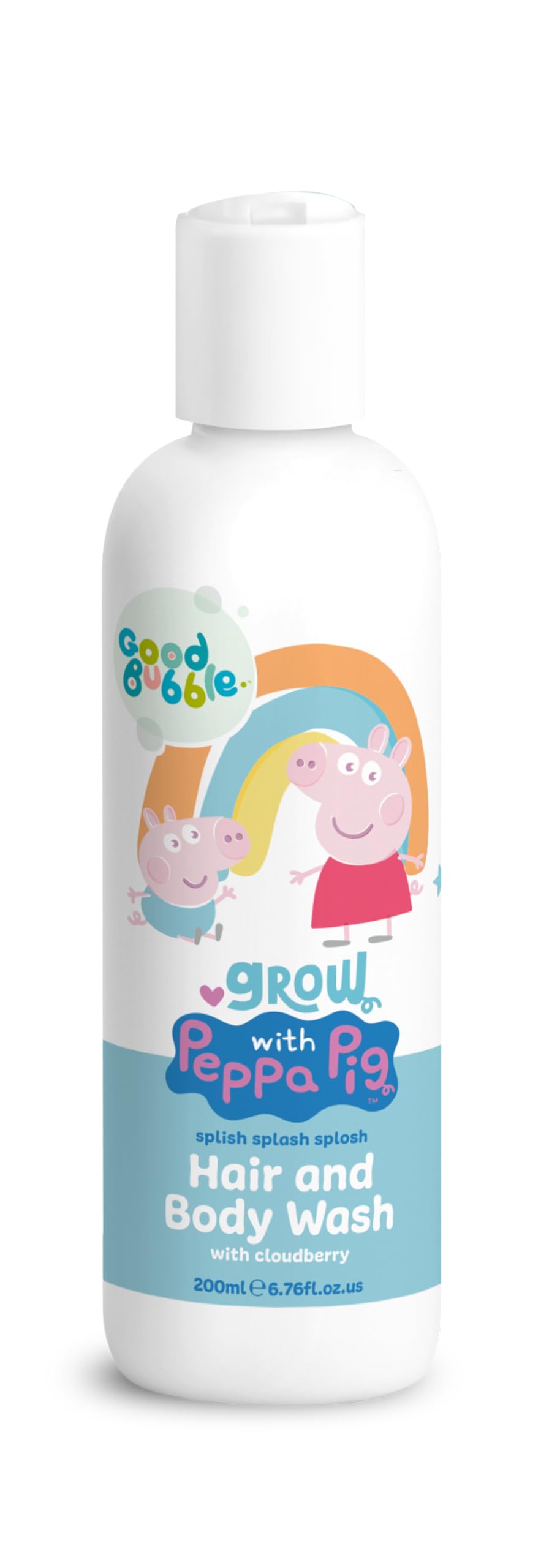 Good Bubble Peppa Pig Cloudberry Hair & Body Wash (200ml) Gentle 2-in-1 Sulphate-Free Shampoo and Wash for Kids - Hypoallergenic and Kind to Skin