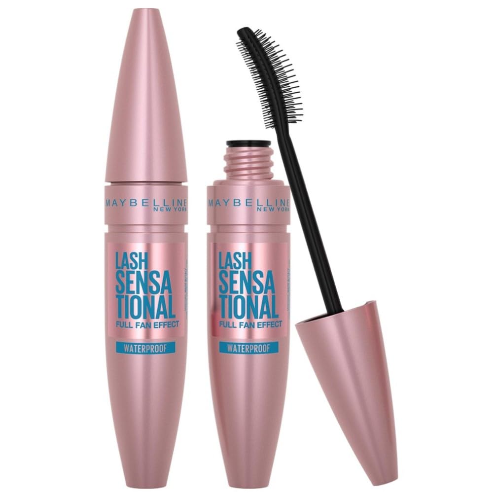 Maybelline Mascara, Lash Sensational Volumizing & Thickening, Eyelash Lengthening, Flake Free Formula, Layer Reveal Brush, Defining Mascara, Maybelline New York, Shade: Very Black Halalzen