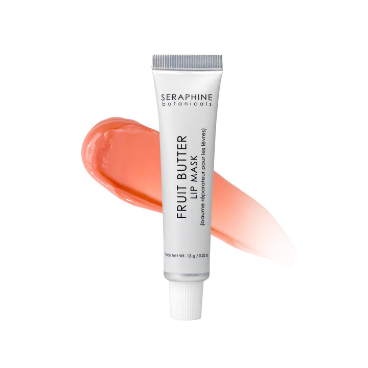 Seraphine Botanicals Fruit Butter Restorative Lip Mask Overnight Gel Balm Repair Dry, Chapped Lips Instant Hydration, Softness & Elasticity with Shea Butter & Apricot Kernel Oil Dewy Finish 0.51oz Halalzen