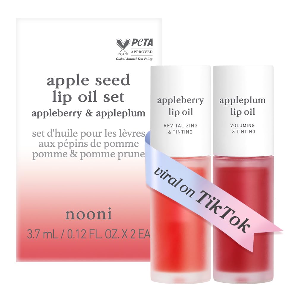 NOONI Korean Lip Oil - Applepeony | Long-Lasting, Moisturizing, Plumping, Revitalizing for Dry Lips, Waterproof, No Peel Off, Hydrating Lip Stain, Stocking Stuffers, Cute Stuff, 0.12 FL Oz Halalzen