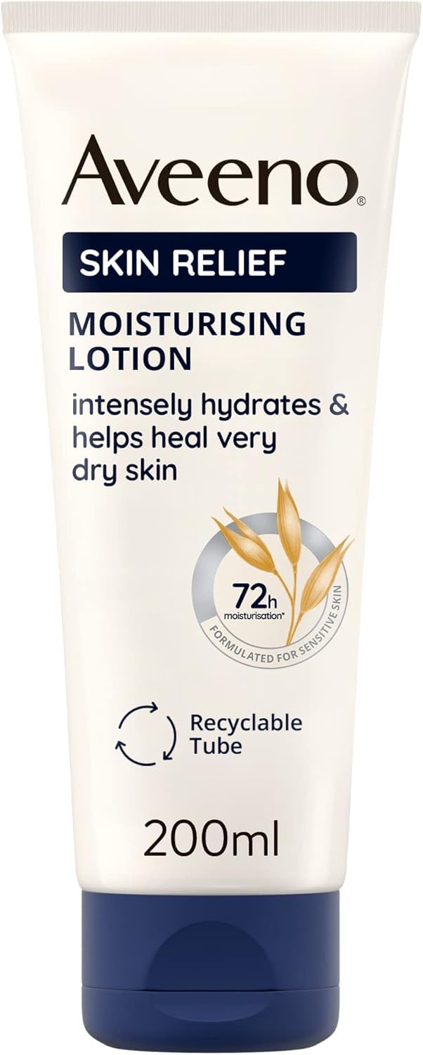 Aveeno Skin Relief Moisturising Lotion, With Soothing Triple Oat Complex & Shea Butter, Suitable For Sensitive Skin, 72-Hour Intense Hydration, Helps Relieve Very Dry and Tight Skin, Unscented, 500ml