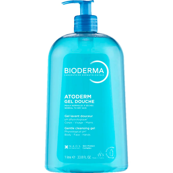 Bioderma Atoderm Shower Gel - Body Wash for Normal, Dry & Sensitive Skin, Gentle Cleanser that Softens & Protects Skin, Soap Free, Subtle Fragrance - 1L Halalzen