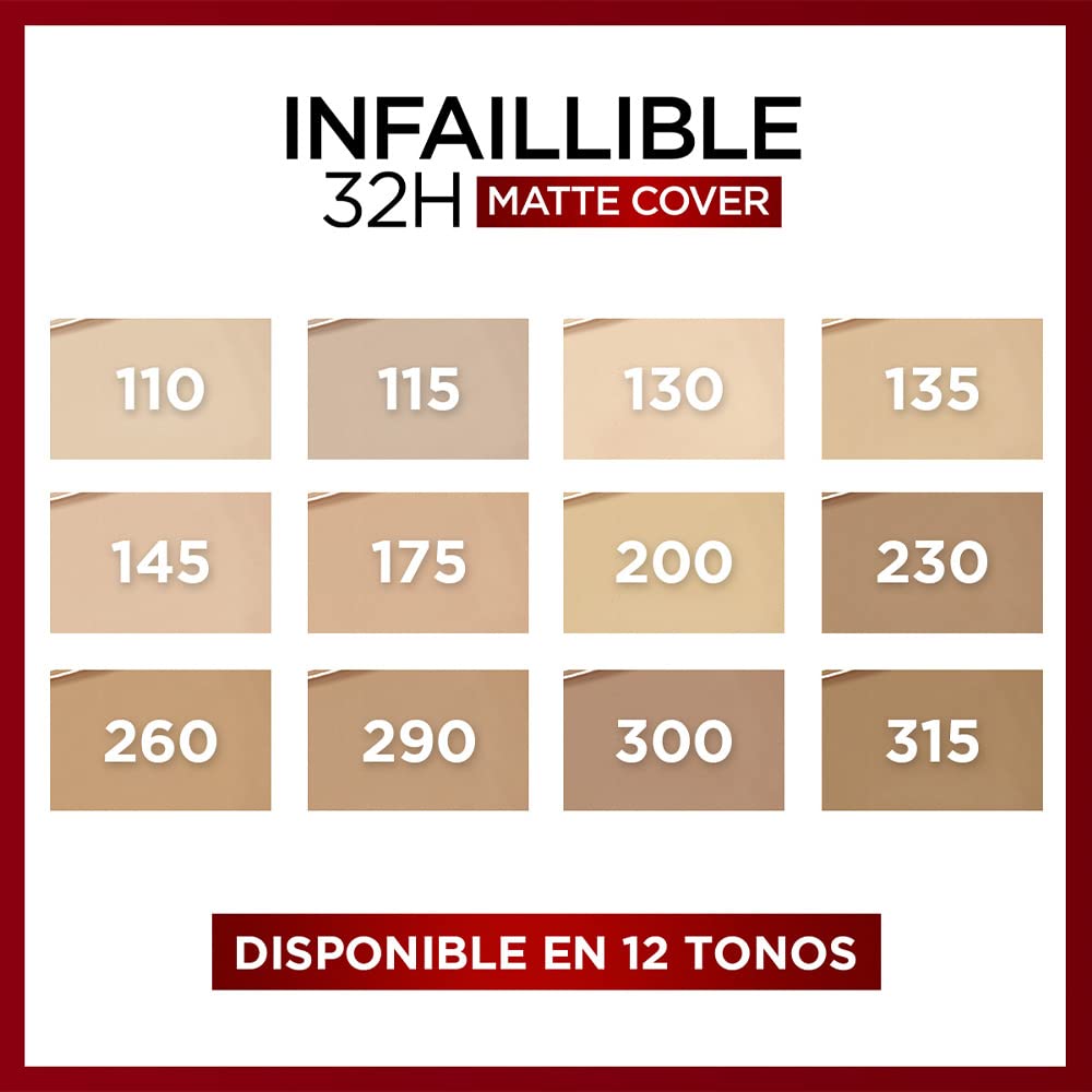 L'Oreal Paris Cover Liquid Foundation, With 4% Niacinamide, Long Lasting, Natural Finish, Available in 20 Shades, SPF 25, Infallible 32H Matte Cover, Shade 110, 30ml Halalzen