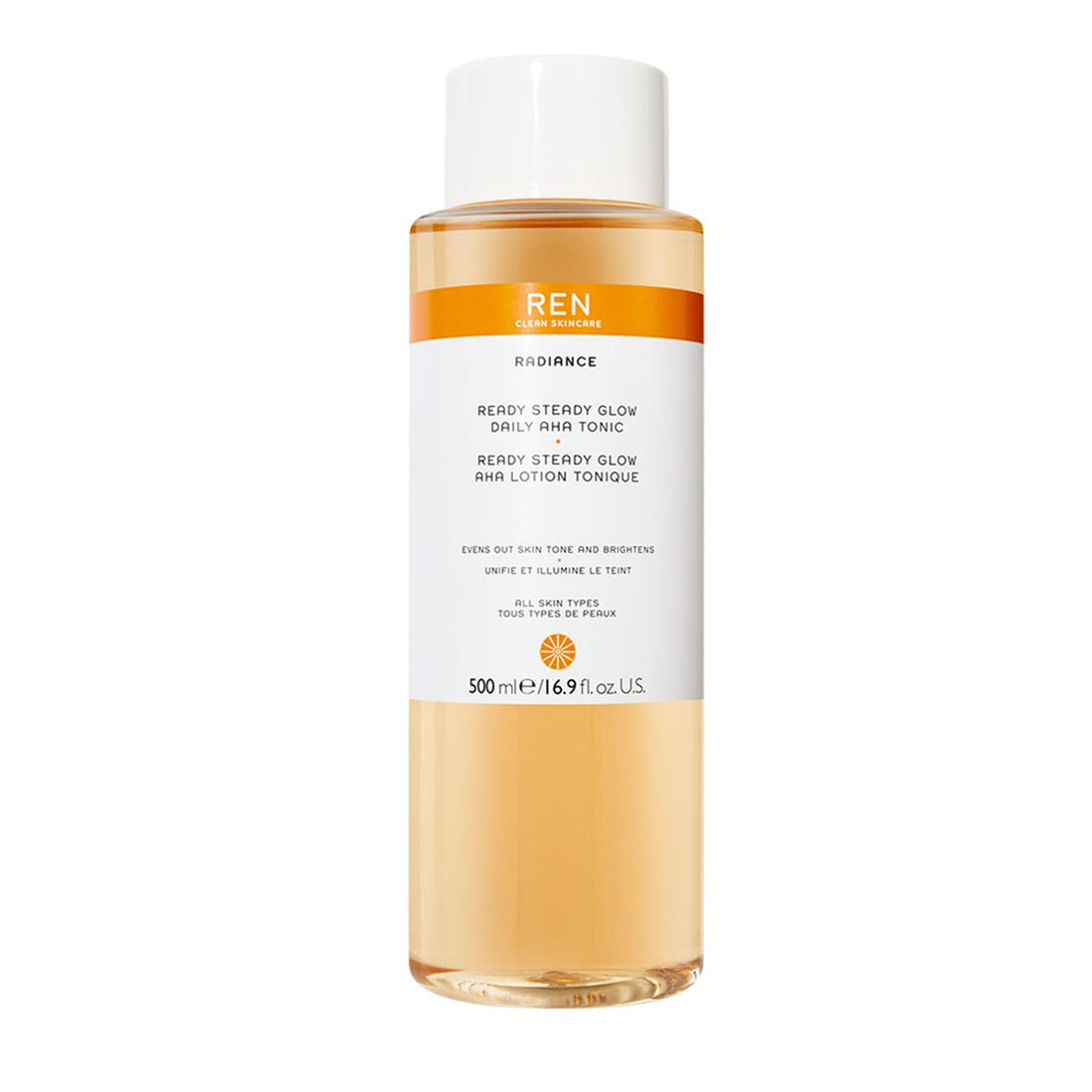 REN Ready Steady Glow Daily AHA Tonic, 100ml – Exfoliating Toner with Lactic Acid and Salicin, Brightens Skin, Reduces Pores and Fine Lines, Smooths Texture for an Even Complexion