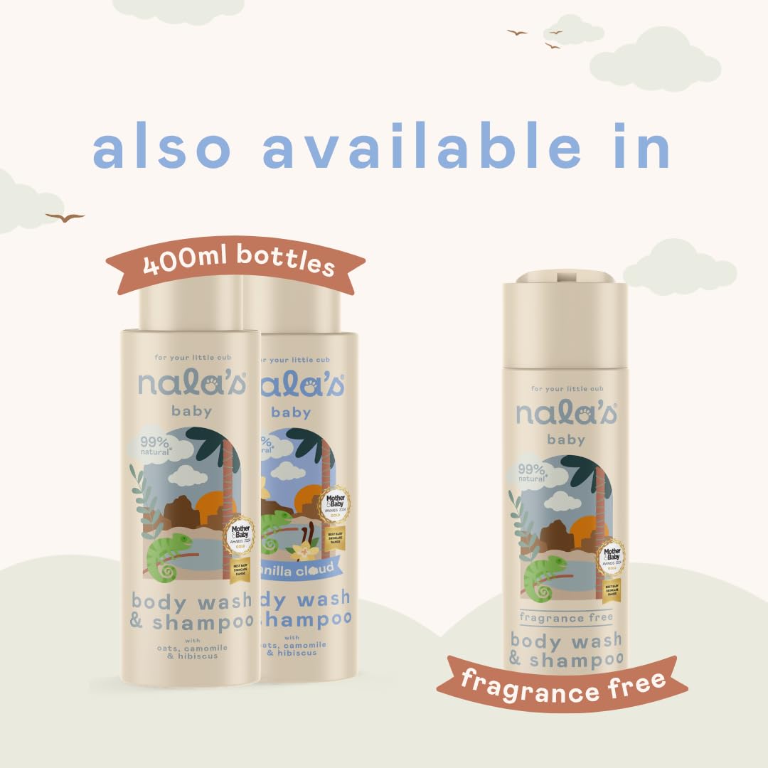 Nala's Baby Body Wash & Shampoo Fragrance-Free | 99% Natural | Dermatologically-tested and Paediatrician-approved | Tear-Free | Soothing Oat | Vegan | 200ml | Nalas Baby
