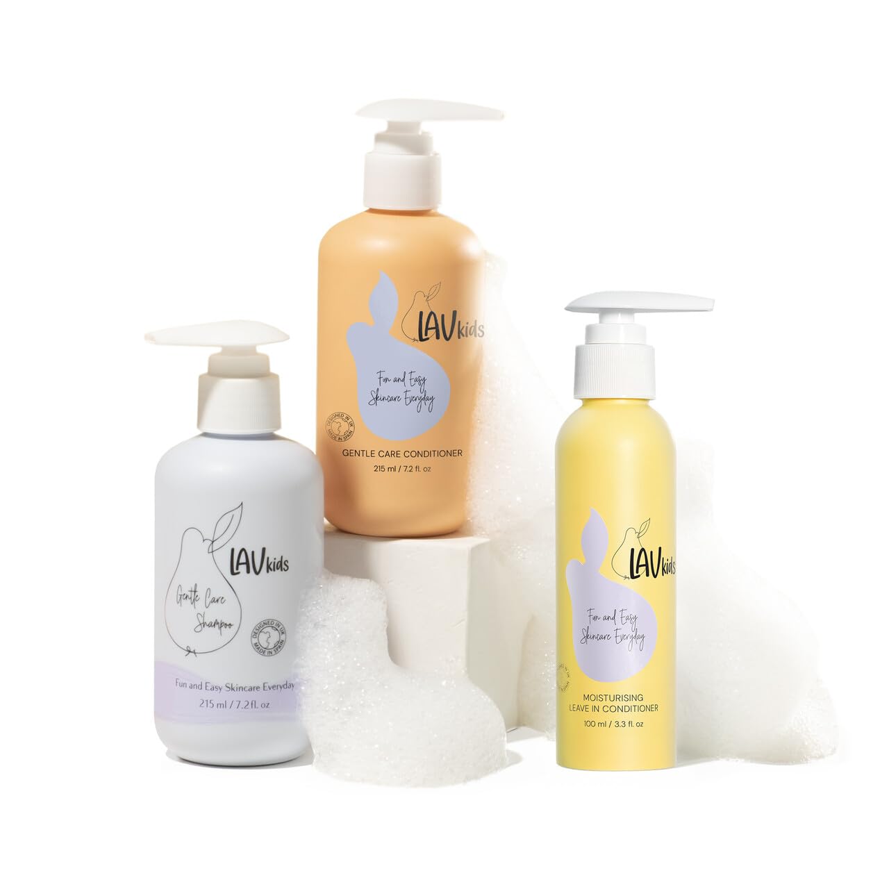 Lav Kids Natural Hair Care Bundle for Daily Use, Algae Extract and Moisturizing (Shampoo + Conditioner)