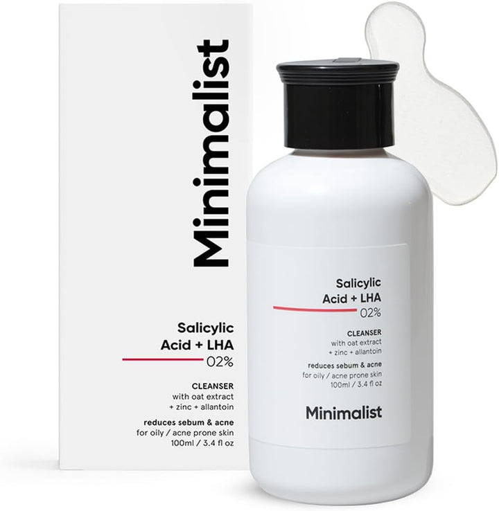 Minimalist 2% Salicylic Acid Face Wash for Oily Skin | Sulphate free, Anti Acne Face Cleanser With LHA & Zinc For Acne or Pimples | Men & Women, 100 ml (Pack of 1) Halalzen