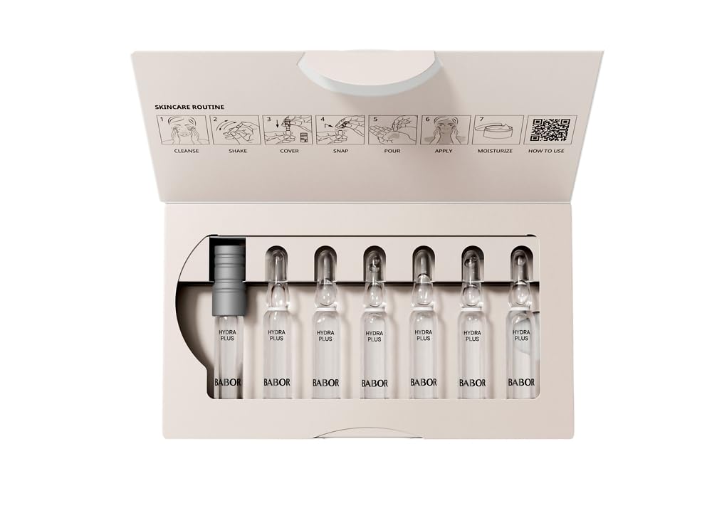 BABOR Hydra Plus Ampoules, Vegan Facial Care with a Unique Combination of Hyaluronic Acid, Saccharides and ProVitamin B5, for a Multidimensional Moisture Boost (7 x 2 ml)