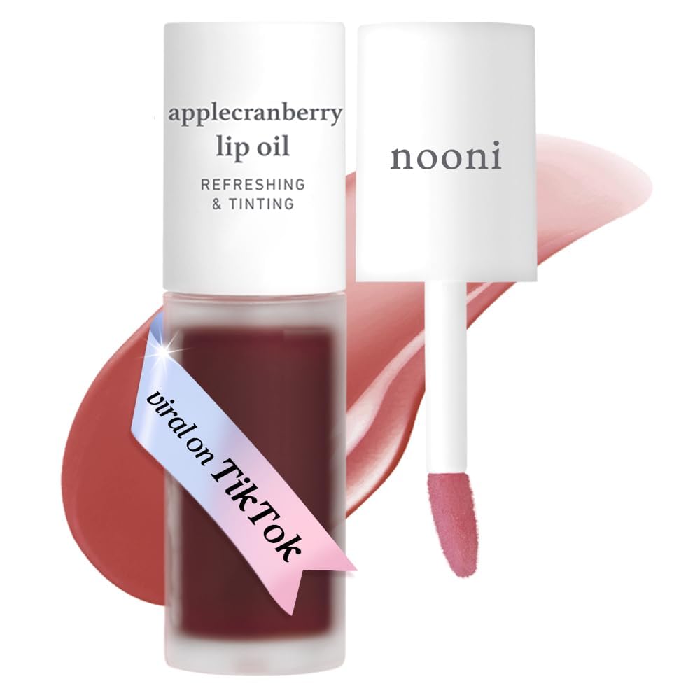 NOONI Korean Lip Oil - Applepeony | Long-Lasting, Moisturizing, Plumping, Revitalizing for Dry Lips, Waterproof, No Peel Off, Hydrating Lip Stain, Stocking Stuffers, Cute Stuff, 0.12 FL Oz Halalzen
