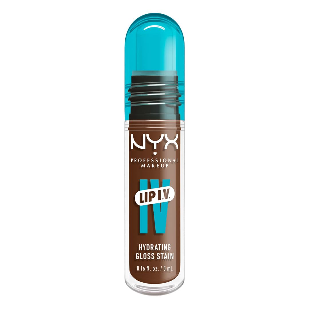 NYX PROFESSIONAL MAKEUP Lip IV Hydrating Glossy Lip Stain, Long-Lasting, Tinted, Vegan Formula with 12 HR Hydration - Hydra Honey (Brown)