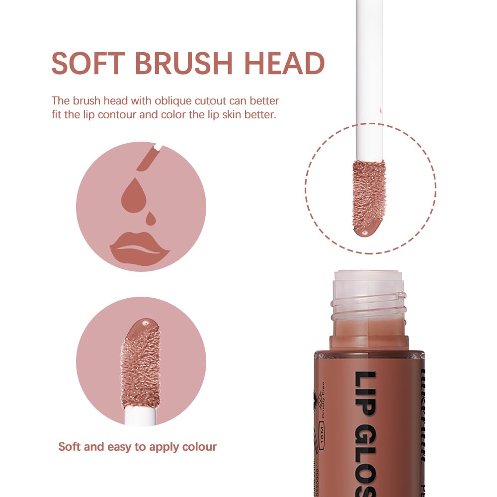 Lip Gloss and Lip Liner Set, Tinted Lip Gloss with Lip Pencil, Waterproof Long Lasting Glossy Lip Combo, Nude Lip Makeup Kit for Women (#V02+104) Halalzen
