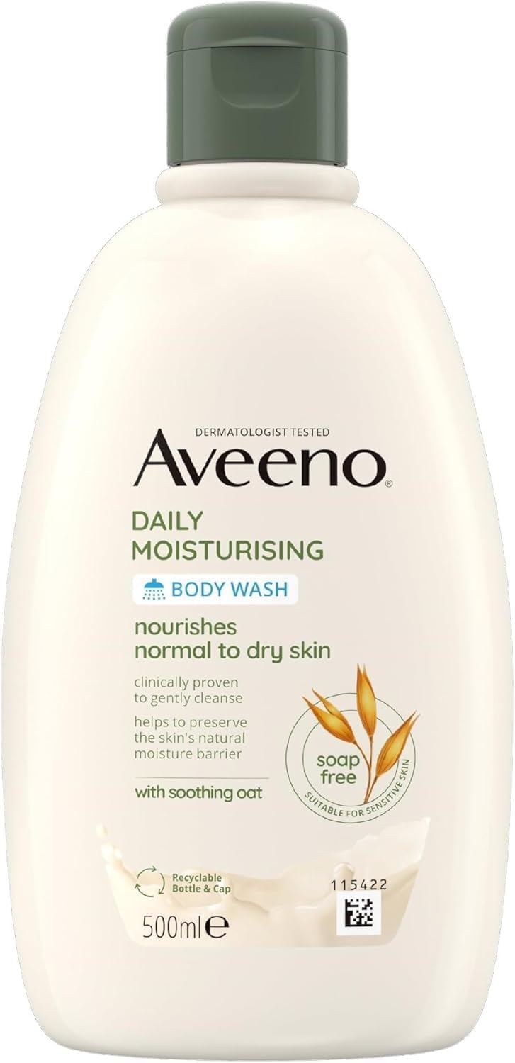 Aveeno Daily Moisturising Body Wash (1x 500ml), Gentle Body Wash with Soothing Colloidal Oatmeal, Nourishing Body Cleanser for Sensitive and Normal to Dry Skin