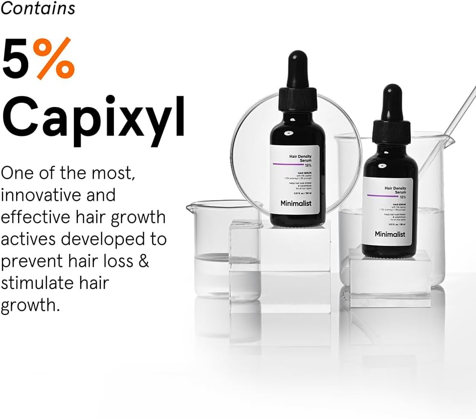 Minimalist Hair Density Serum 18% | Hair Growth Serum| Procapil, Capixyl, Redensyl, Anagain & Baicapil | Hair Fall Control & Hair Thickening | Women & Men | 30 ml | 18% Hair Growth Actives