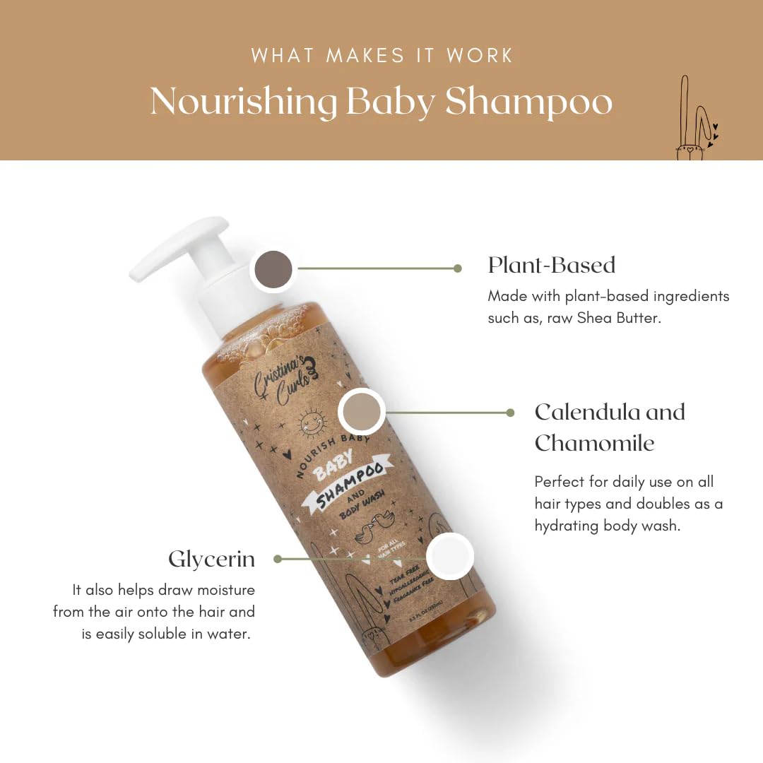 Cristina's Curls Nourishing Baby Wash Day Hair Bundle – Gentle Shampoo + Lightweight Scalp Oil Halalzen