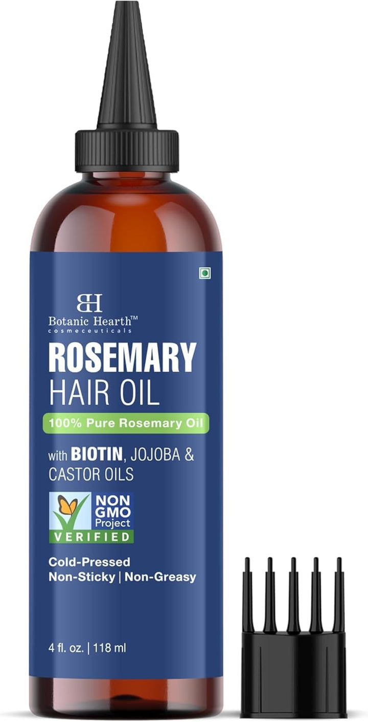 Botanic Hearth Hair Oil for Hair Growth | Rosemary Oil for Hair Growth with Biotin, Castor & Jojoba | Hair Relaxers & Dry Scalp Treatment | Color Safe | All Hair Types | 6.7 Fl Oz Halalzen