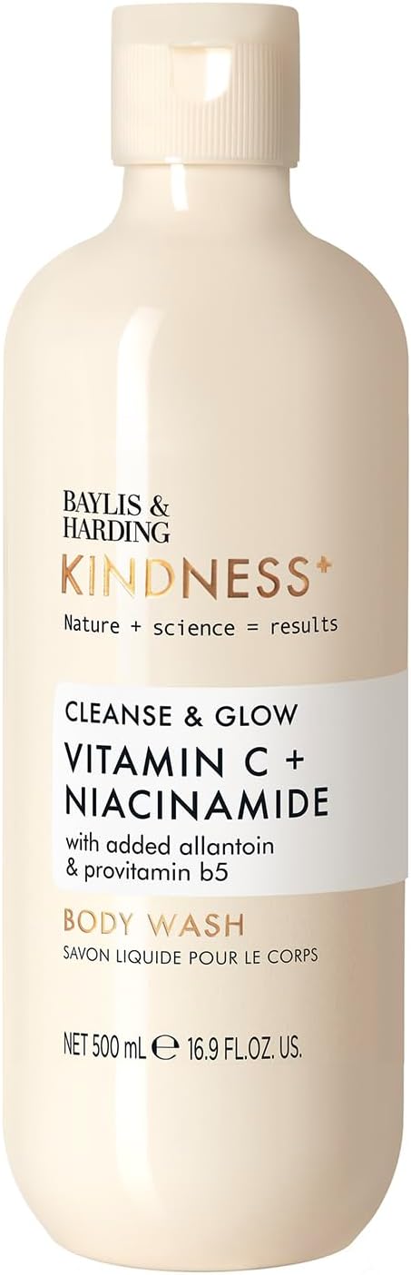 Baylis & Harding Kindness + Vitamin C & Niacinamide, Orange & Mango Fragrance, 500 ml Cleanse & Glow Body Wash (Pack of 3) - Vegan Friendly