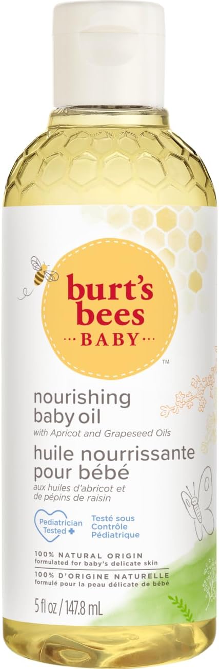 Burt's Bees Baby Oil, Nourishing Baby Moisturiser With Apricot Oil, Paediatrician-Tested, 147.8 ml Halalzen