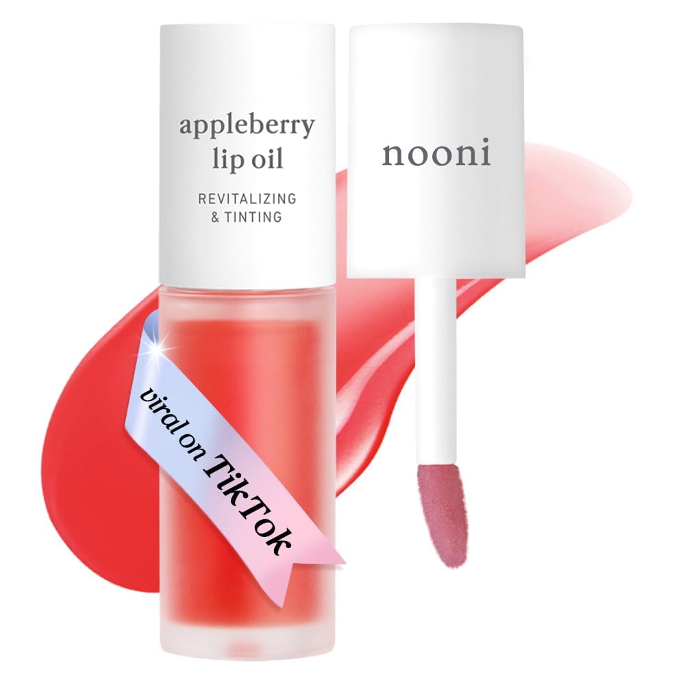 NOONI Korean Lip Oil - Applepeony | Long-Lasting, Moisturizing, Plumping, Revitalizing for Dry Lips, Waterproof, No Peel Off, Hydrating Lip Stain, Stocking Stuffers, Cute Stuff, 0.12 FL Oz Halalzen