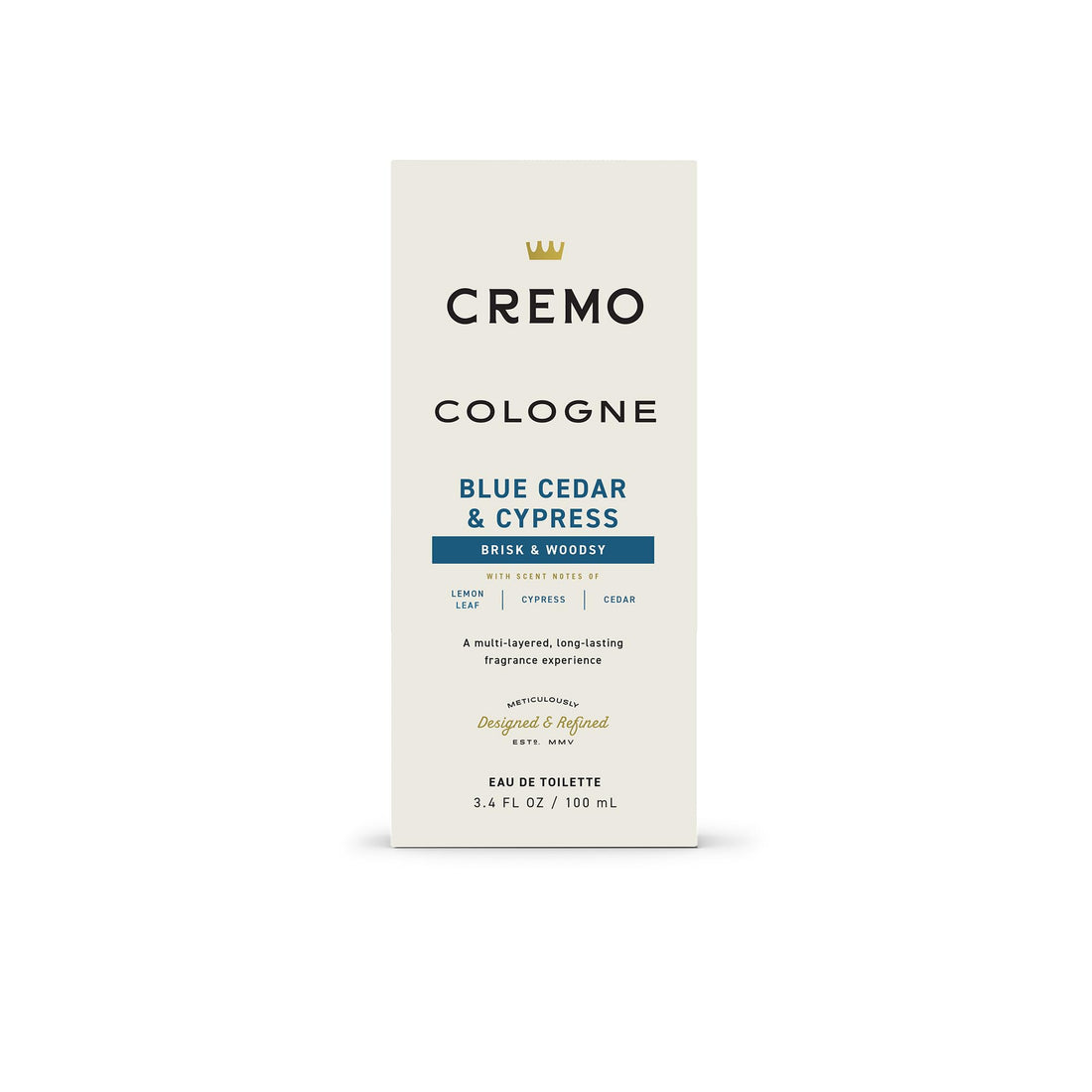 Cremo Cologne Homme - Eau de Cologne en Spray Épices et Vanille Noire pour Homme, Une Explosion d'Épices Vibrantes, de Bois Foncés et de Vanille Noire, Parfums Homme Signature Multi-Couches, 100 ml