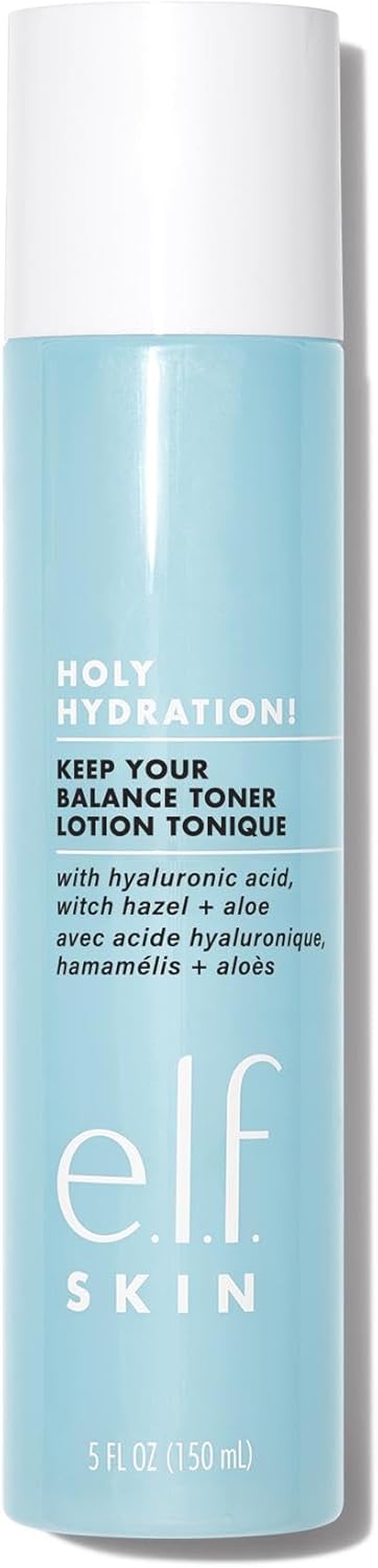 e.l.f. SKIN Keep Your Balance Toner, Gentle, Refreshing, Anti-Inflammatory, Removes Makeup & Impurities, Hydrates, Cleanses, Soothes, Infused with Hyaluronic Acid, Witch Hazel and Aloe