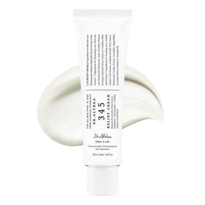 Dr.Althea 345 Relief Cream | Daily Face Moisturizer for Soothing Recovery and Blemish Care with PDRN & Niacinamide | Korean Vegan Skincare for All Skin Types, 1.69 Fl Oz (Ver.2 - Pack of 1) Halalzen