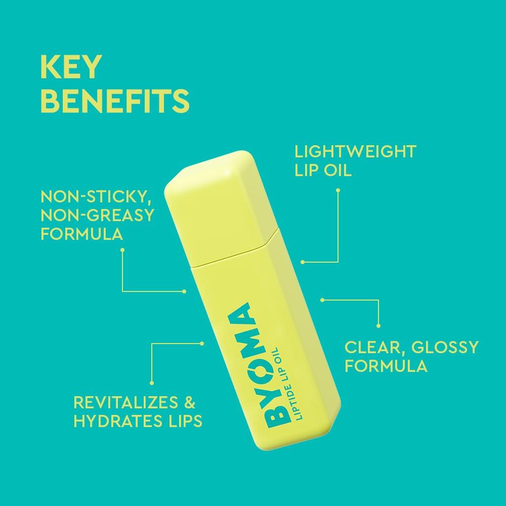 BYOMA Galactic Liptide Lip Oil (5ml) Hydrating, Plumping & Non-Sticky Gloss | Avocado Oil Formula for Soft, Fuller-Looking Lips + Exclusive Liptide Keychain | Holiday Essentials