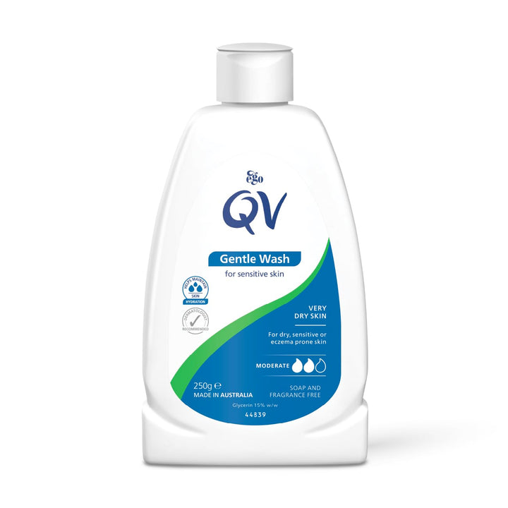 QV Gentle Wash (500g) for Dry, Sensitive Skin, pH Balanced, Unscented, Soap Free, Moisturising Soap alternative that lathers for Dry Skin Eczema, Psoriasis, Dermatitis for whole body Halalzen