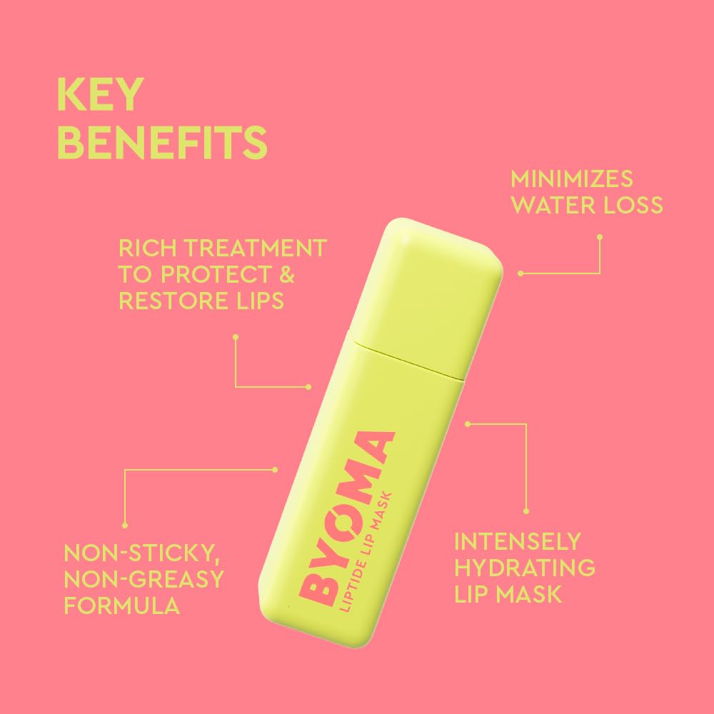 BYOMA Liptide Lip Mask - Lightweight, Overnight Mask - Peptide Lip Treatment with Peptides, Babassu Oil & AHA - Hydrating, Exfoliating Balm - 0.16 oz Halalzen