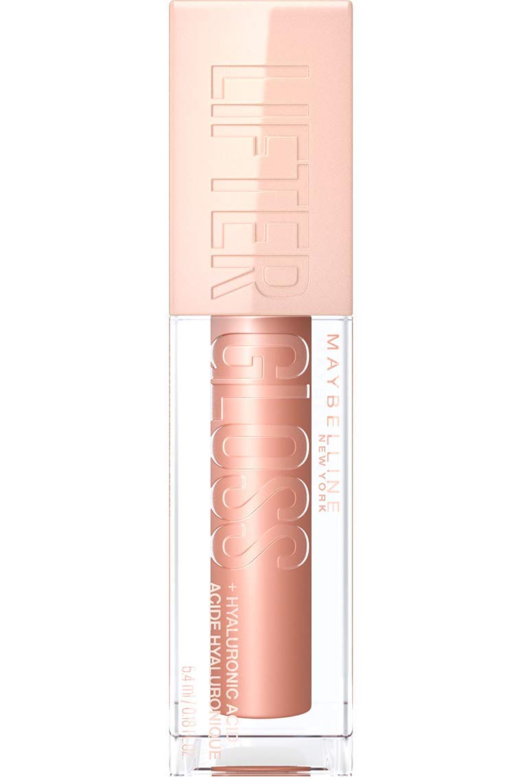 Maybelline Lifter Gloss, Hydrating Lip Gloss with Hyaluronic Acid, 002 Ice (Light Pink), Creates Fuller-Looking, Shiny, Moisturised and Plumped Lips. Non-sticky Halalzen