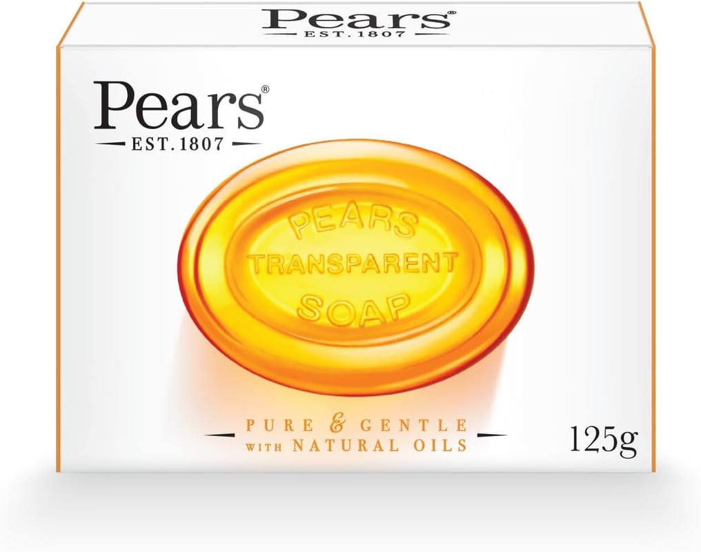 Pears Pure & Gentle Transparent Natural Soap Bar - Made with Mint Extracts, Nourishing and Refreshing Bathing Cleanser, Gentle & Soothing Skin Care, Pure Transparency, Pack of 12 x 125g Halalzen