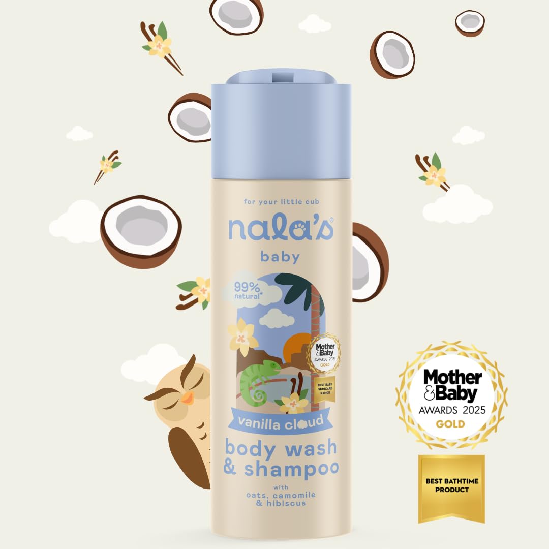 Nala's Baby Body Wash & Shampoo Fragrance-Free | 99% Natural | Dermatologically-tested and Paediatrician-approved | Tear-Free | Soothing Oat | Vegan | 200ml | Nalas Baby