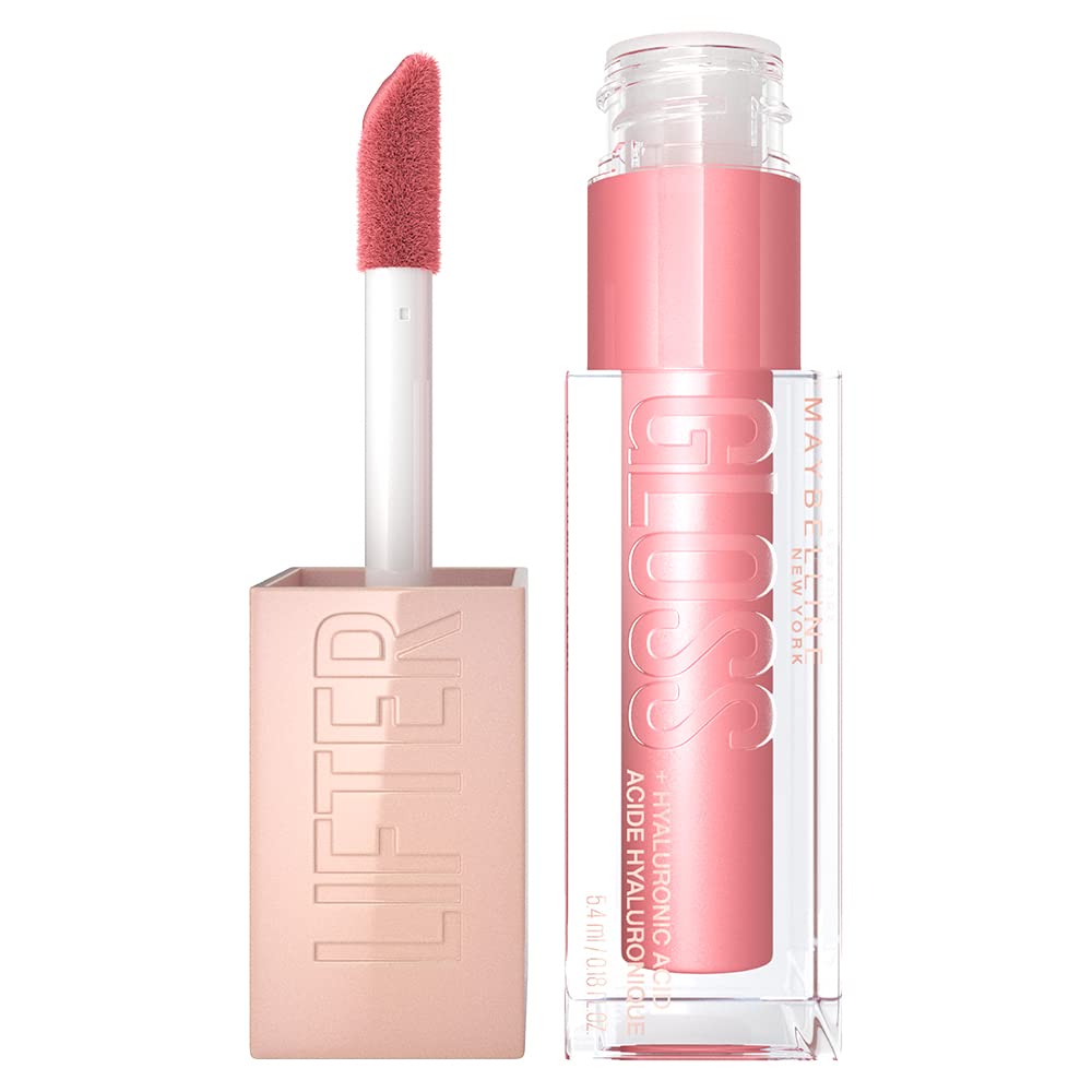 Maybelline Lifter Gloss, Hydrating Lip Gloss with Hyaluronic Acid, 002 Ice (Light Pink), Creates Fuller-Looking, Shiny, Moisturised and Plumped Lips. Non-sticky Halalzen